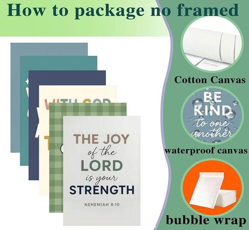 6Pcs Colorful Bible Verse Canvas Wall Art Christian boy Education Posters Prints Children's Bible Wall Decor Pictures for Nursery Kids Bedroom Classroom Home Decoration Unframed in Saudi Arabia