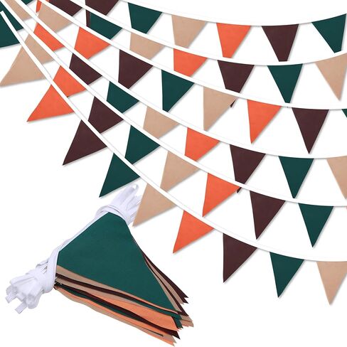 33 ft Orange Green Brown Pennant Banner,Flag Triangle Bunting Garland Decor,Hanging Triangle Banner,for Betrothal Day,Wedding,Birthday,Baby Shower,Graduation(Orange Green Brown Pennant Banner) in Saudi Arabia