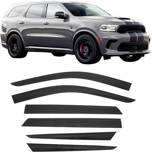 IKON MOTORSPORTS Tape on Window Visors Compatible with 2011-2026 Dodge Durango, Slim Style Acrylic Smoke Tinted Rain Guards, Side Window Wind Deflectors 6PCS in Saudi Arabia
