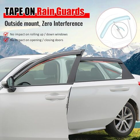 IKON MOTORSPORTS Tape on Window Visors Compatible with 2011-2026 Dodge Durango, Slim Style Acrylic Smoke Tinted Rain Guards, Side Window Wind Deflectors 6PCS in Saudi Arabia