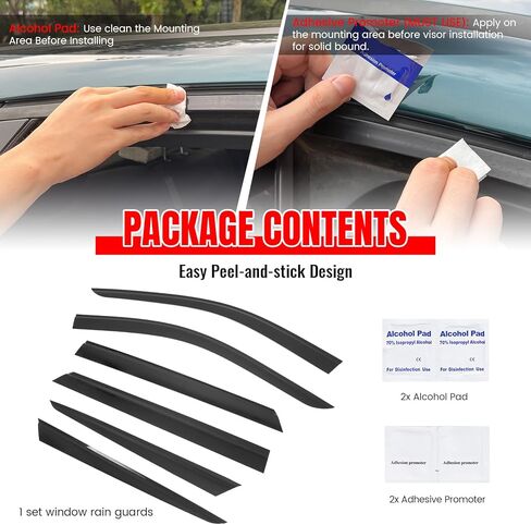 IKON MOTORSPORTS Tape on Window Visors Compatible with 2011-2026 Dodge Durango, Slim Style Acrylic Smoke Tinted Rain Guards, Side Window Wind Deflectors 6PCS in Saudi Arabia