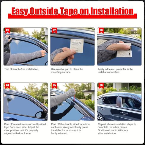 IKON MOTORSPORTS Tape on Window Visors Compatible with 2011-2026 Dodge Durango, Slim Style Acrylic Smoke Tinted Rain Guards, Side Window Wind Deflectors 6PCS in Saudi Arabia