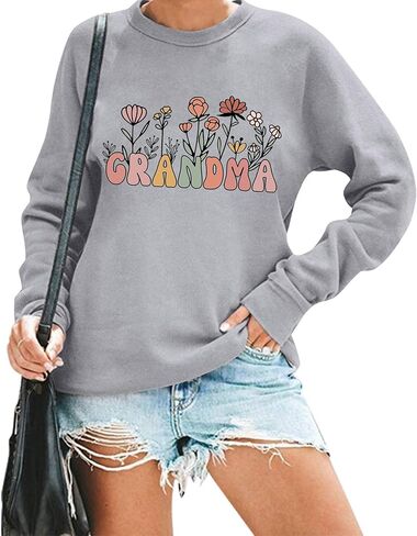 Grandma Sweatshirt for Women Floral Wildflower Grandma Sweatshirt Casual Long Sleeve Pullover Top Nana Life Gift in Saudi Arabia