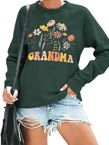 Grandma Sweatshirt for Women Floral Wildflower Grandma Sweatshirt Casual Long Sleeve Pullover Top Nana Life Gift in Saudi Arabia