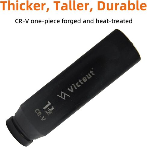 3/4-Inch Drive 1-1/2'' Extra Deep Impact Socket, 8-Inch (200mm) Long, 6-Point Truck & Trailer & Tractor Wheel Nut Socket, Heat Treated Cr-V Alloy Steel, One-Piece Forged, No Torque Loss in Saudi Arabia
