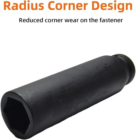 3/4-Inch Drive 1-1/2'' Extra Deep Impact Socket, 8-Inch (200mm) Long, 6-Point Truck & Trailer & Tractor Wheel Nut Socket, Heat Treated Cr-V Alloy Steel, One-Piece Forged, No Torque Loss in Saudi Arabia