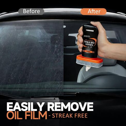 Glass Emulsion Cleaner, Oil Film Remover for Car Windshield and Windows, Water Spots & Road Grime, Streak-Free Car Window Cleaner, Improves Driving Visibility for Windshields Mirrors Glass in Kuwait