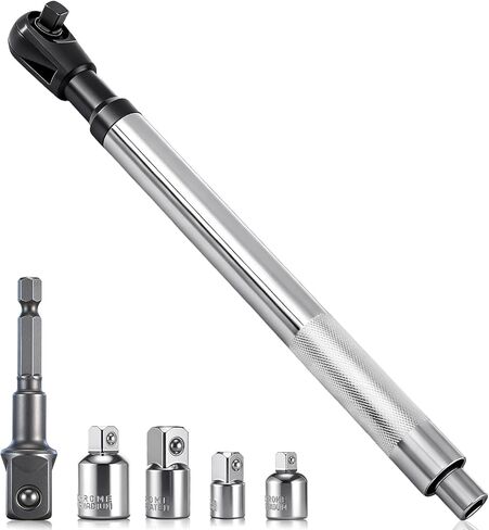 Lothee 1/2" Offset Extension Wrench Impact for Electric Drill with Versatile 3/8", 1/4" Adapters Set, Impact Ratchet Extender for Tight Spaces, Slim Design in Kuwait