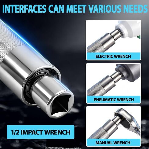 Lothee 1/2" Offset Extension Wrench Impact for Electric Drill with Versatile 3/8", 1/4" Adapters Set, Impact Ratchet Extender for Tight Spaces, Slim Design in Kuwait