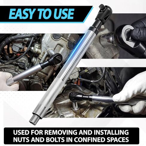 Lothee 1/2" Offset Extension Wrench Impact for Electric Drill with Versatile 3/8", 1/4" Adapters Set, Impact Ratchet Extender for Tight Spaces, Slim Design in Kuwait