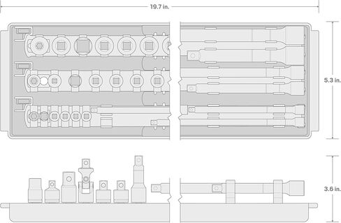 TEKTON 1/4, 3/8, 1/2 Inch Drive Extension and Accessory Set with Rails and Tray (27-Piece) | SHA99201 in Saudi Arabia