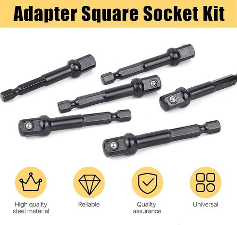 Supkiir 20Pcs 3/8 Impact Adapter Kit, 1/4 In to 3/8 In Hex Square Socket Adapter, High-Speed Steel Driver Sockets Adapters for Drills Automotive DIY Extension Nut Driver Bits in Kuwait