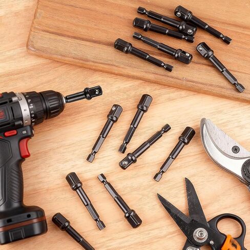 Supkiir 20Pcs 3/8 Impact Adapter Kit, 1/4 In to 3/8 In Hex Square Socket Adapter, High-Speed Steel Driver Sockets Adapters for Drills Automotive DIY Extension Nut Driver Bits in Kuwait