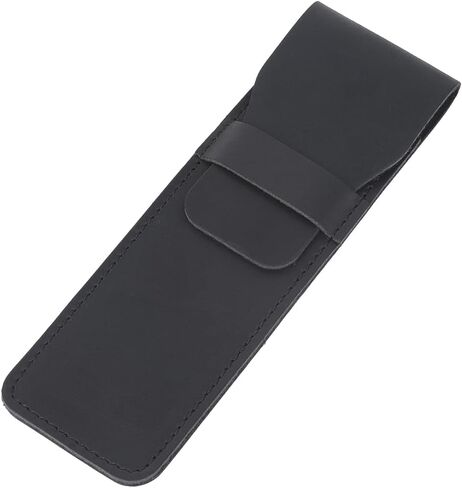Black Crazy Horse Leather Pencil Pouch Portable Genuine Leather Pen Case Holder Office Handmade Multi Fountain Pen Storage Protective Sleeve Cover Bag with Flap for Travel Accessory in Kuwait