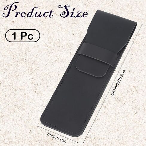 Black Crazy Horse Leather Pencil Pouch Portable Genuine Leather Pen Case Holder Office Handmade Multi Fountain Pen Storage Protective Sleeve Cover Bag with Flap for Travel Accessory in Saudi Arabia