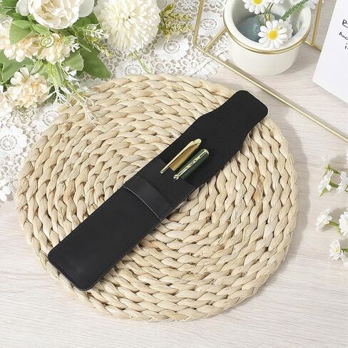 Black Crazy Horse Leather Pencil Pouch Portable Genuine Leather Pen Case Holder Office Handmade Multi Fountain Pen Storage Protective Sleeve Cover Bag with Flap for Travel Accessory in Saudi Arabia