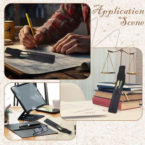 Black Crazy Horse Leather Pencil Pouch Portable Genuine Leather Pen Case Holder Office Handmade Multi Fountain Pen Storage Protective Sleeve Cover Bag with Flap for Travel Accessory in Saudi Arabia