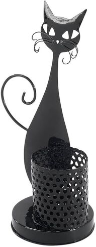 Cat Desk Pen Holder: Retro-Look Metal Organizer with Adorable Whiskered Feline. Keep Your Pens, Pencils, and More Upright in Style! Measures 12" high x 10" Dia. in Kuwait