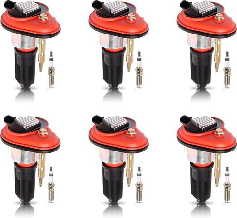 ENA Set of 6 Red Ignition Coil with Iridium Spark Plug Compatible with Chevrolet Isuzu Envoy Colorado Canyon Trailblazer H3 i290 i350 i370 97x 2.8L 3.5L 4.2L 3.7L 2.9L Replacement for UF303 41-103 in Saudi Arabia