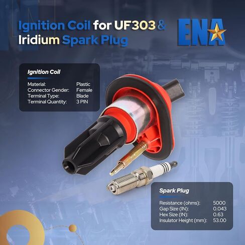 ENA Set of 6 Red Ignition Coil with Iridium Spark Plug Compatible with Chevrolet Isuzu Envoy Colorado Canyon Trailblazer H3 i290 i350 i370 97x 2.8L 3.5L 4.2L 3.7L 2.9L Replacement for UF303 41-103 in Saudi Arabia