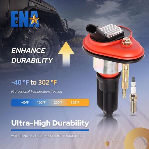 ENA Set of 6 Red Ignition Coil with Iridium Spark Plug Compatible with Chevrolet Isuzu Envoy Colorado Canyon Trailblazer H3 i290 i350 i370 97x 2.8L 3.5L 4.2L 3.7L 2.9L Replacement for UF303 41-103 in Saudi Arabia