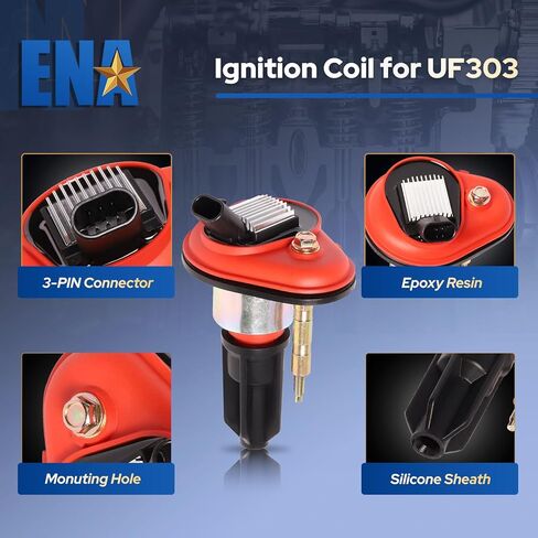 ENA Set of 6 Red Ignition Coil with Iridium Spark Plug Compatible with Chevrolet Isuzu Envoy Colorado Canyon Trailblazer H3 i290 i350 i370 97x 2.8L 3.5L 4.2L 3.7L 2.9L Replacement for UF303 41-103 in Saudi Arabia