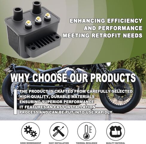 53-434 3 Ohm Motorcycle Ignition Coil - Direct Fit Single Fire Coil for Bobber/Chopper Custom Bikes (Universal Single Spark Ignition System Component) in Kuwait