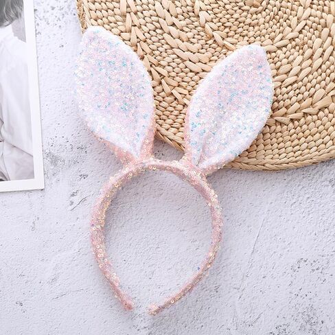 Glitter Bunny Ears Headband for Easter, Sequins Rabbit Ears Hair Hoops Easter Headband Rabbit Cosplay Hair Band for Party in Kuwait