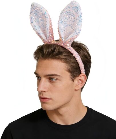 Glitter Bunny Ears Headband for Easter, Sequins Rabbit Ears Hair Hoops Easter Headband Rabbit Cosplay Hair Band for Party in Kuwait