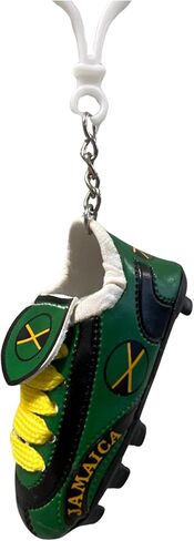 Lunch Money Jamaica National Team Mini Soccer Cleat Keychain, Yellow and Green Football Boot Bag Tag, 3.5 Inch in Saudi Arabia