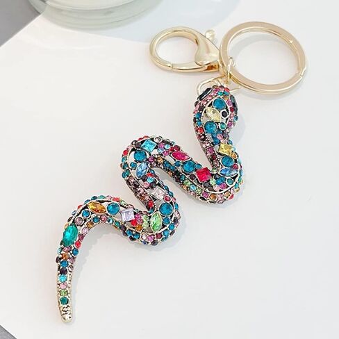 Keychain Snake Pendant Keyring Rhinestone Crystal Metal Key Ring Charm Jewellery Christmas Birthday Valentine's Day Gift Key Chain Key Ring Holder for Men and Women in Saudi Arabia