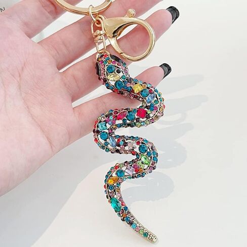 Keychain Snake Pendant Keyring Rhinestone Crystal Metal Key Ring Charm Jewellery Christmas Birthday Valentine's Day Gift Key Chain Key Ring Holder for Men and Women in Saudi Arabia