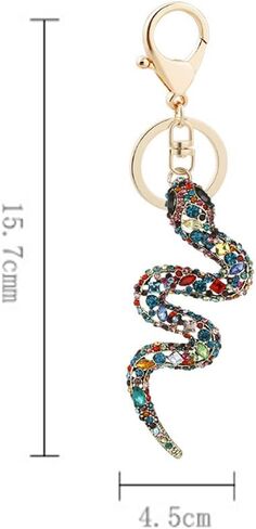Keychain Snake Pendant Keyring Rhinestone Crystal Metal Key Ring Charm Jewellery Christmas Birthday Valentine's Day Gift Key Chain Key Ring Holder for Men and Women in Saudi Arabia