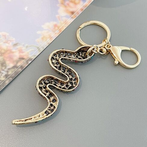 Keychain Snake Pendant Keyring Rhinestone Crystal Metal Key Ring Charm Jewellery Christmas Birthday Valentine's Day Gift Key Chain Key Ring Holder for Men and Women in Saudi Arabia