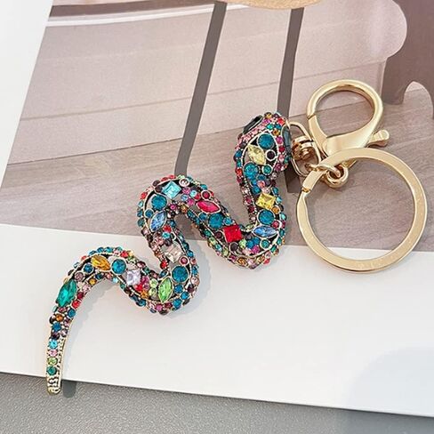 Keychain Snake Pendant Keyring Rhinestone Crystal Metal Key Ring Charm Jewellery Christmas Birthday Valentine's Day Gift Key Chain Key Ring Holder for Men and Women in Saudi Arabia