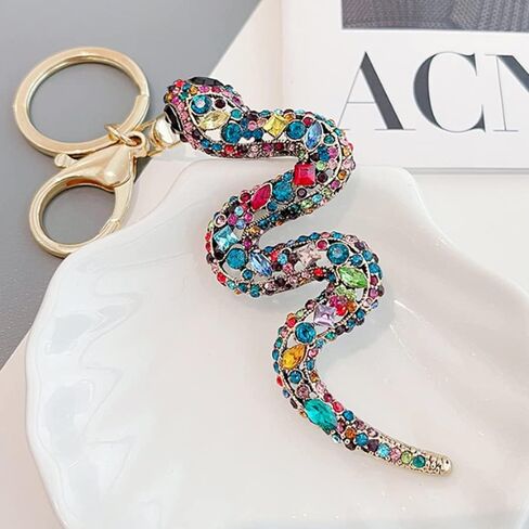 Keychain Snake Pendant Keyring Rhinestone Crystal Metal Key Ring Charm Jewellery Christmas Birthday Valentine's Day Gift Key Chain Key Ring Holder for Men and Women in Saudi Arabia