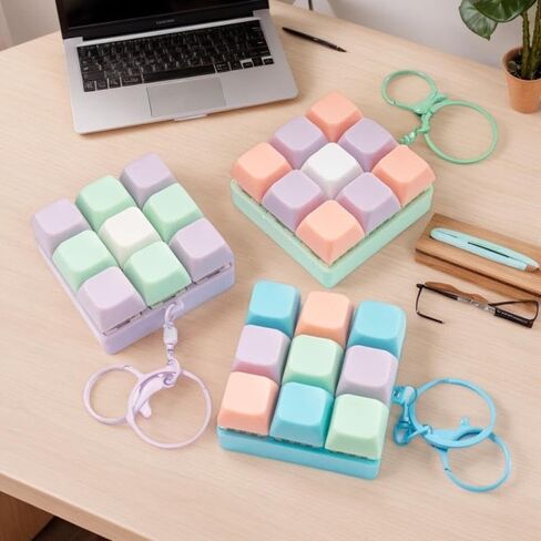 Creative Decompression 9 Keyboard Keychain Keyboard Stress Relief Decompression Button Keychain（Random color） in Saudi Arabia