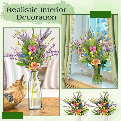 Giegxin 8 Bundles Spring Artificial Wildflowers 20 Inches Fake Daisy Flowers Colorful Flowers Artificial Flowers Lavender Bouquet for Home Indoor Table Vase Wedding Party Decor Lavender in Saudi Arabia