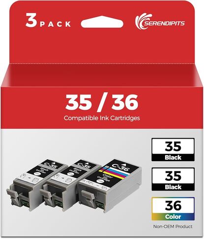 خراطيش حبر PGI-35 CLI-36 IP110 TR160 لخراطيش Canon PIXMA IP110 لخراطيش Canon 35 36 المتوافقة مع TR150 TR152 TR160 IP100 IP110 mini260 mini320، PGI35/CLI36 باللون الأسود واللون، 3 عبوات in Kuwait