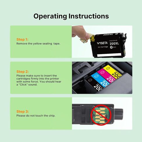 Wiseta Remanufactured 200XL Ink Cartridges Replacement for Epson 200XL Ink Cartridges Combo Pack to Use with XP-200, XP-300, XP-310, XP-400, XP-410 WF-2520, WF-2530, WF-2540 Printer(4 Pack) in Kuwait