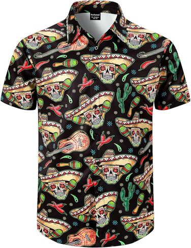 Men's Cinco De Mayo Shirts, Mexican Short Sleeve Botton Down Shirt S-4XL in Saudi Arabia