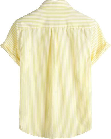 LucMatton Men's Nautical Striped Short Sleeve Button Down Shirts Casual Summer Beach Vacation Regular Fit with Pocket in Saudi Arabia