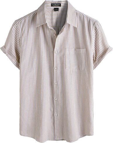 LucMatton Men's Nautical Striped Short Sleeve Button Down Shirts Casual Summer Beach Vacation Regular Fit with Pocket in Saudi Arabia