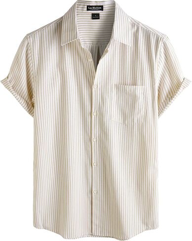 LucMatton Men's Nautical Striped Short Sleeve Button Down Shirts Casual Summer Beach Vacation Regular Fit with Pocket in Saudi Arabia