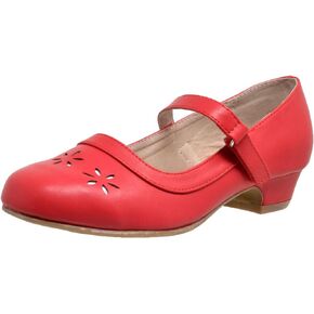 Girls' Dress Shoes Mary Jane Low Heel Flowers Cut Out Accents Leather Lining Insole Comfortable Memory Foam Cushion Wedding Party Princess Pump School Shoe