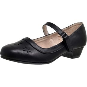 Girls' Dress Shoes Mary Jane Low Heel Flowers Cut Out Accents Leather Lining Insole Comfortable Memory Foam Cushion Wedding Party Princess Pump School Shoe in Kuwait