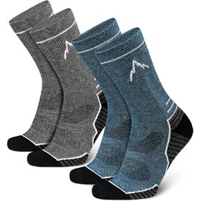 SIXDAYSOX Merino Wool Hiking Socks Men, Mens Crew Cushioned Socks, 2 Pack Warm Winter Socks Size 8-12/12-17