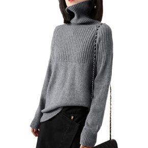 Sweaters Womens Loose Jumpers Merino Wool Knit Split Thick Turtleneck Pullover Long Sleeve Winter Tops