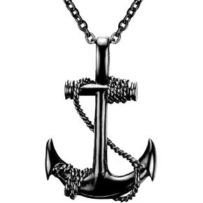 JczR.Y Anchor Necklace for Men Women Cross Anchor Necklace Pendant Retro Navy Soldier Surfer Anchor Necklace Blue Ocean Summer Beach Necklace Jewelry Gifts