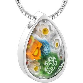 Turquoise Floating Teardrop Shape Urns Pendants Unisex Necklaces- Memorial Keepsake Cremation Jewelry